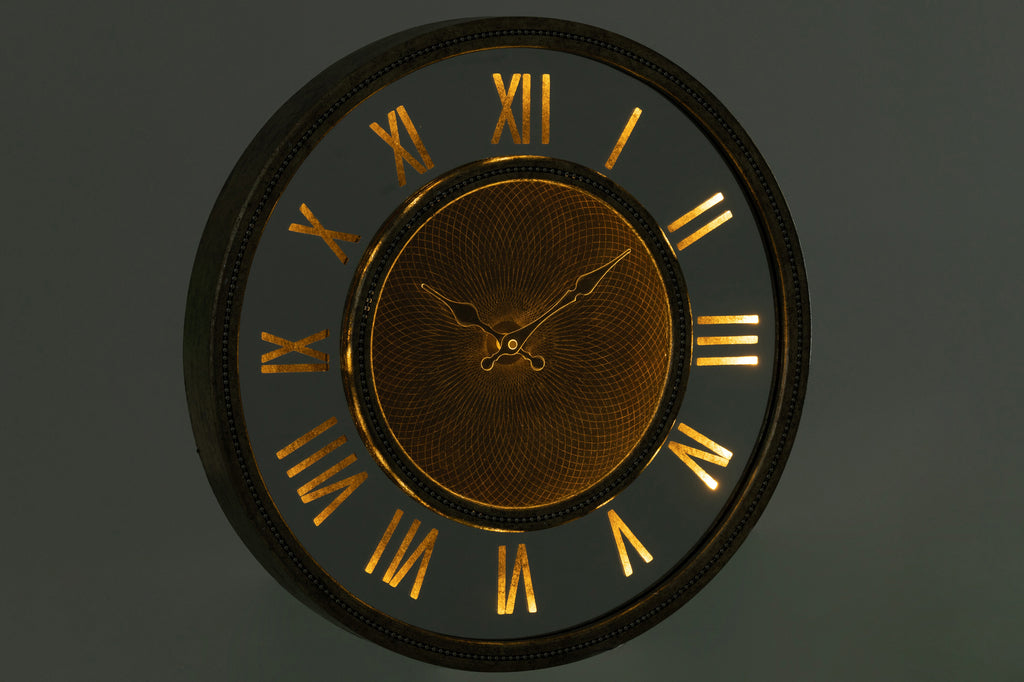 Horloge LED miroir or antique L - J-LINE