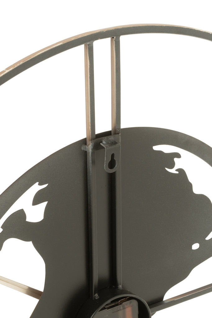 Horloge Carte du Monde Métal Marron Foncé S - J-LINE