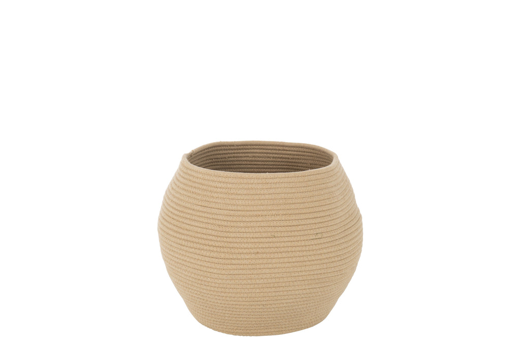 Panier rond en textile beige - J-LINE
