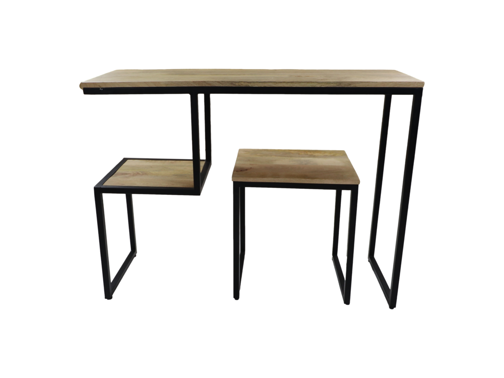 Console tafel - 100x35x75 - Natuurlijk/zwart - Mangohout/ijzer