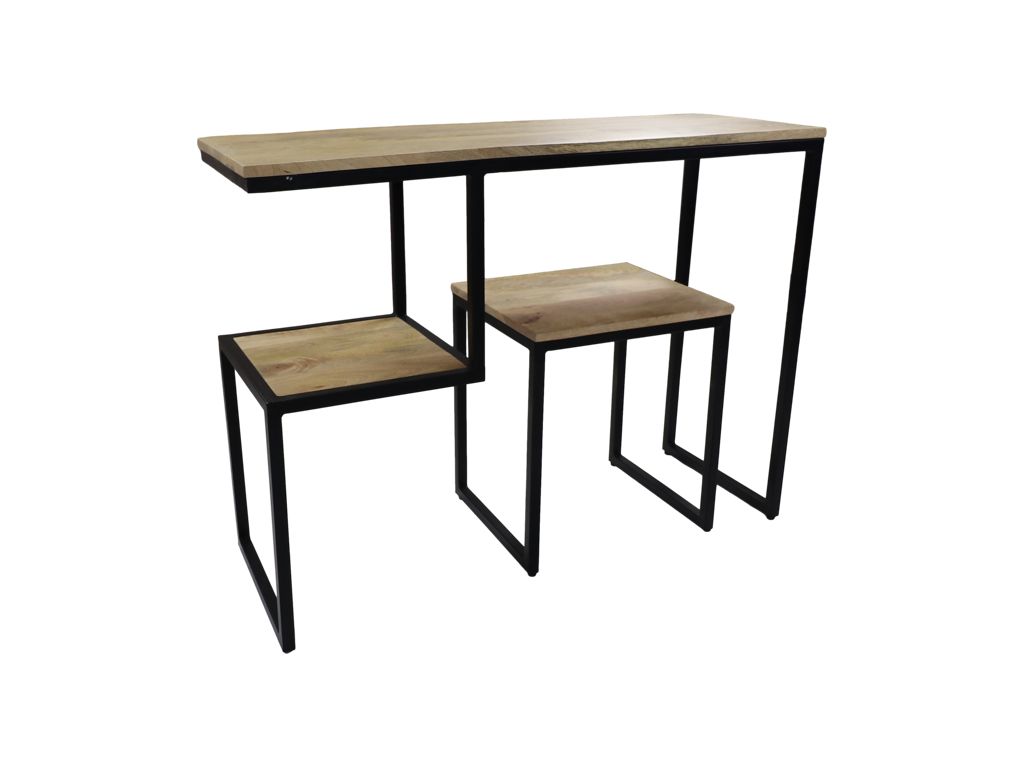 Console tafel - 100x35x75 - Natuurlijk/zwart - Mangohout/ijzer