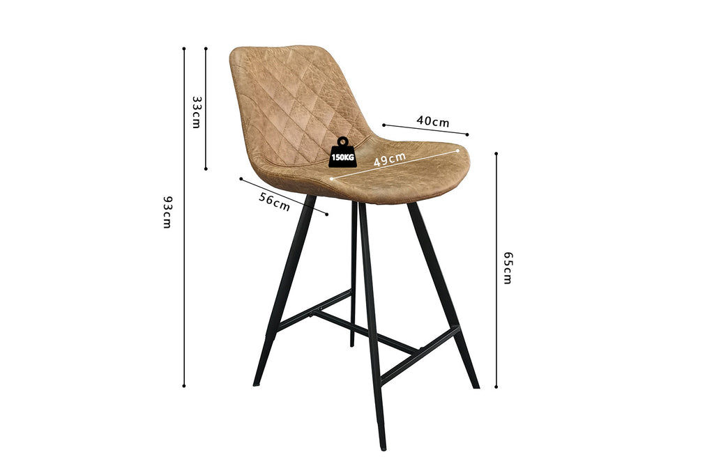 Chaise de comptoir 'Alicante' PU Cognac - RS