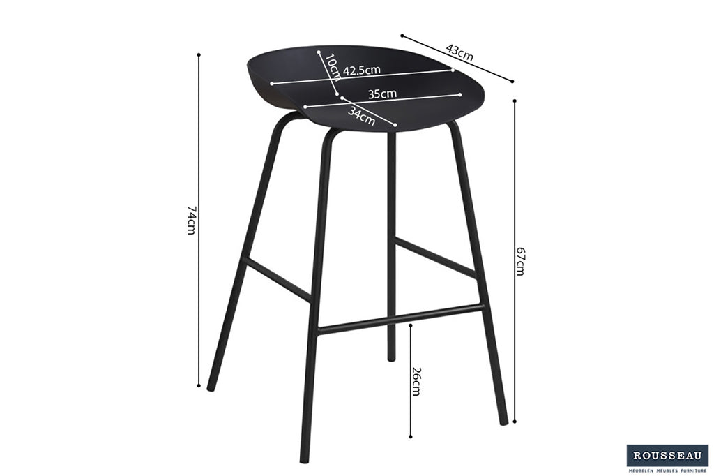 Tabouret de bar « Anna » PP Noir RS