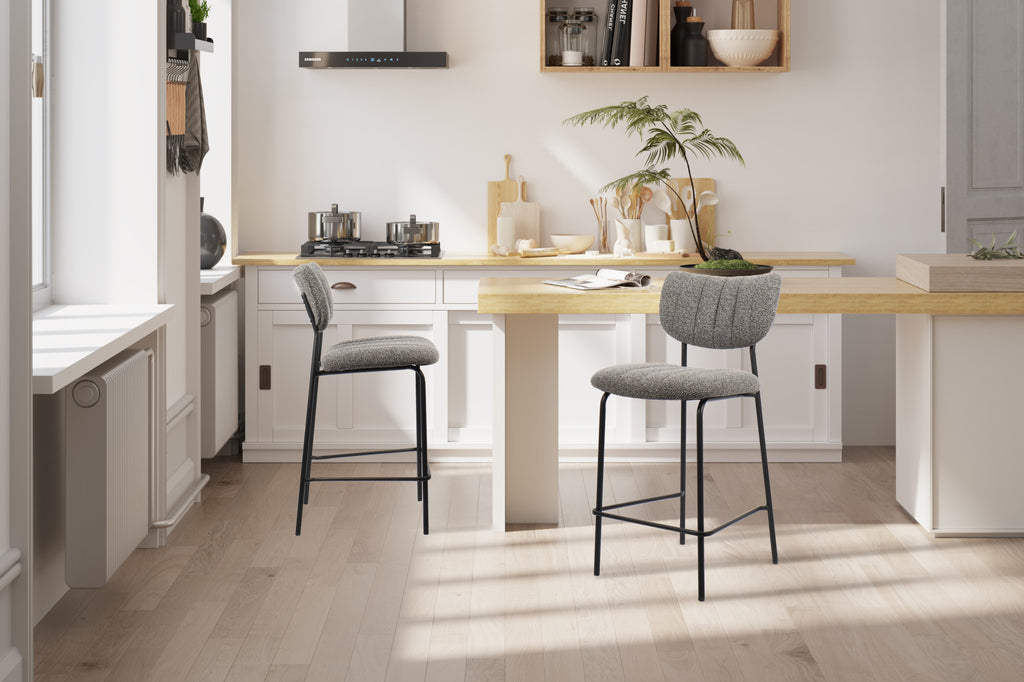 Chaise de comptoir « Antura » Tissu Gris Foncé RS