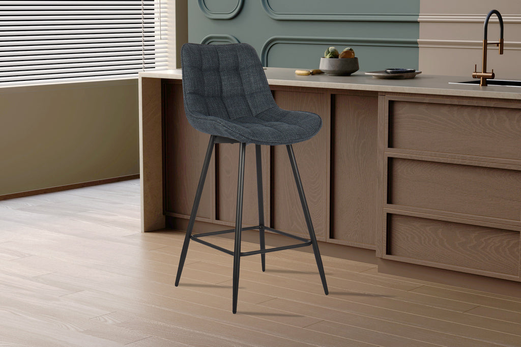 Chaise de comptoir 'Ariba' Tissu Bleu Foncé RS