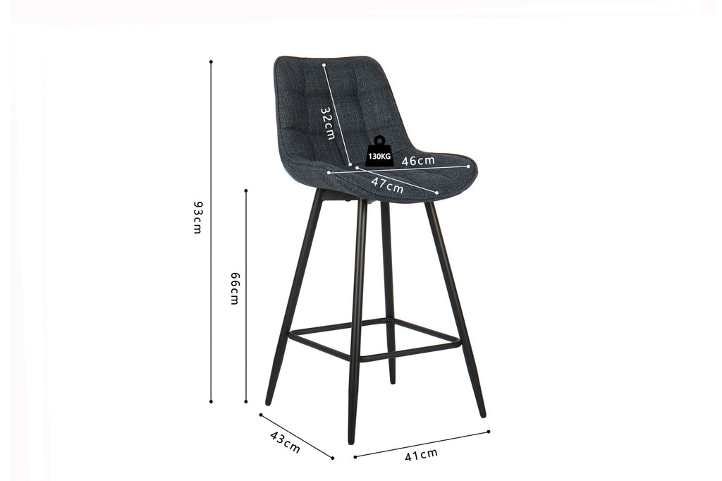Chaise de comptoir 'Ariba' Tissu Bleu Foncé RS