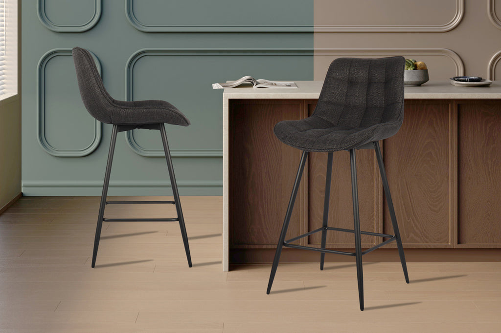 Chaise de comptoir 'Ariba' Tissu Gris Foncé RS