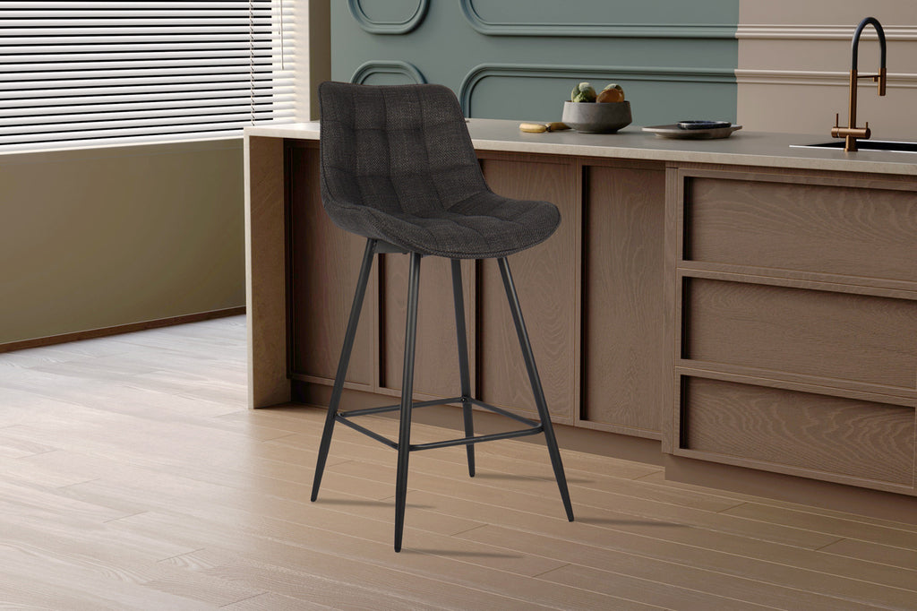 Chaise de comptoir 'Ariba' Tissu Gris Foncé RS