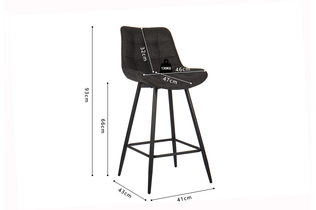 Chaise de comptoir 'Ariba' Tissu Gris Foncé RS