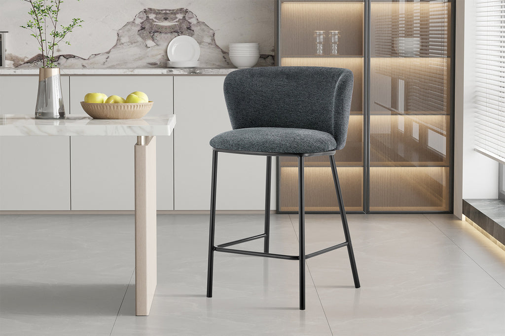 Chaise de comptoir 'Arthur' Tissu Gris Foncé RS