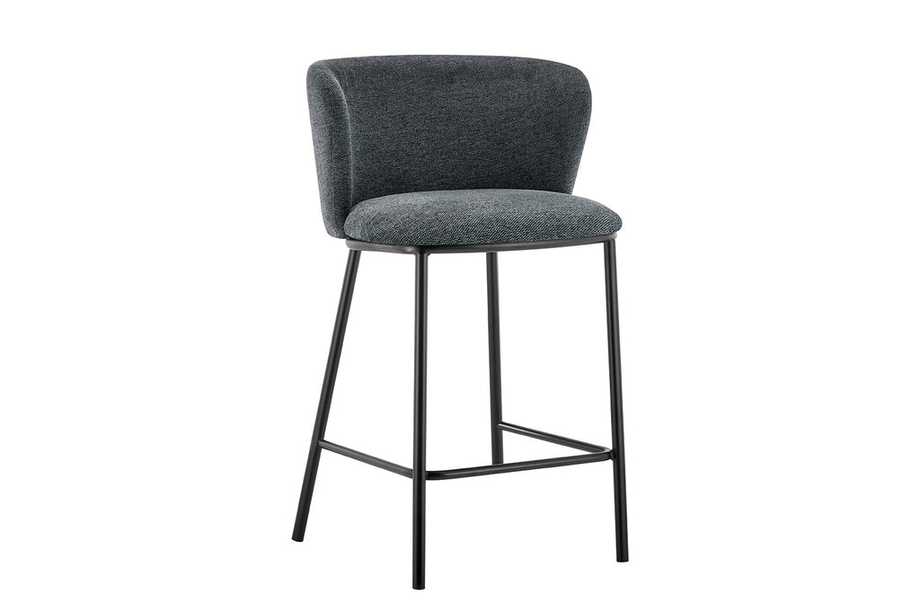 Chaise de comptoir « Arthur » Tissu gris foncé RS