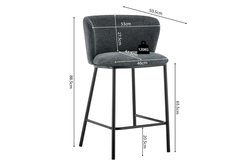 Chaise de comptoir 'Arthur' Tissu Gris Foncé RS