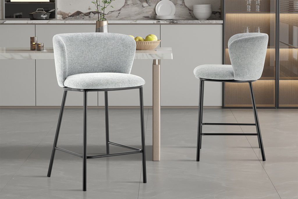 Chaise de comptoir « Arthur » Tissu Gris clair RS