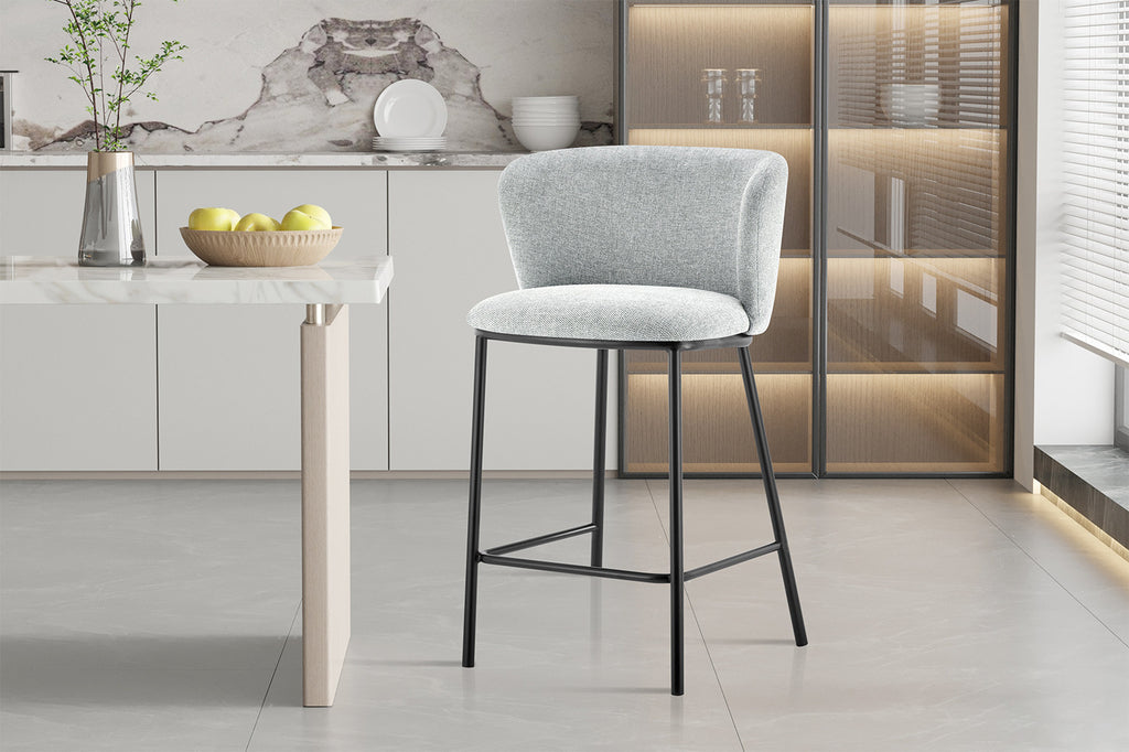 Chaise de comptoir 'Arthur' Tissu Gris Clair RS