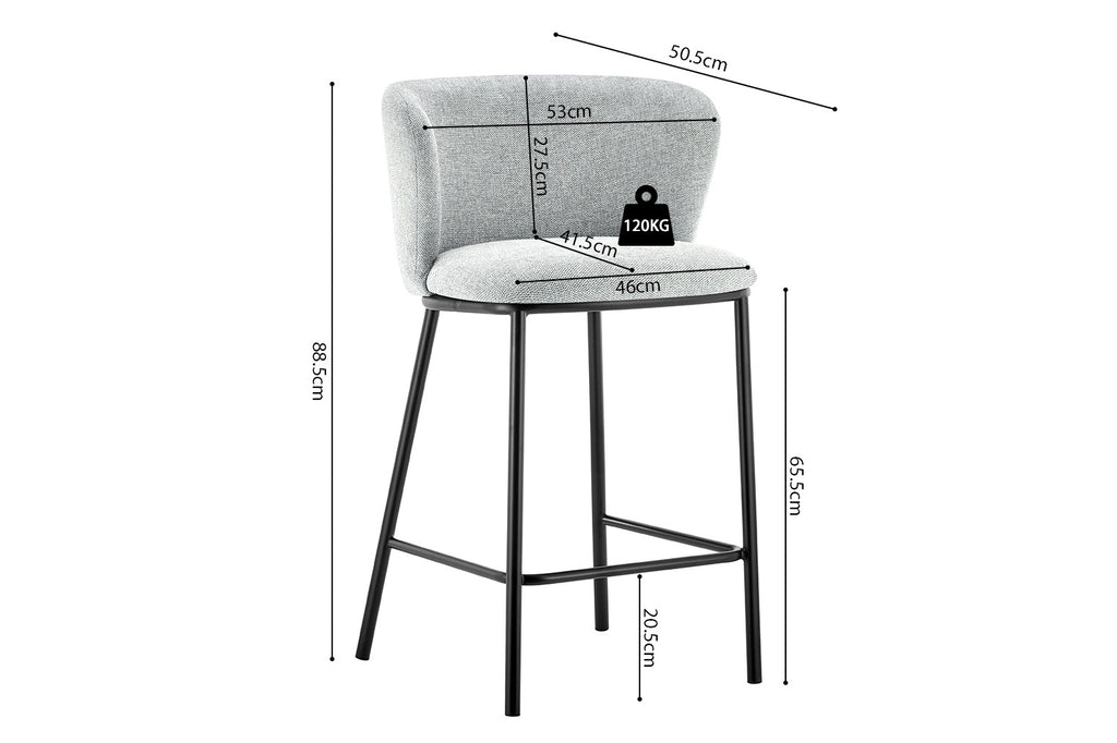 Chaise de comptoir 'Arthur' Tissu Gris Clair RS