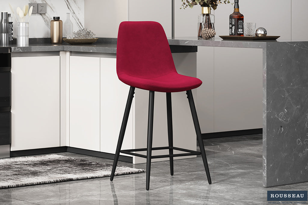 Chaise de comptoir « Boy » Velours Bordeaux RS