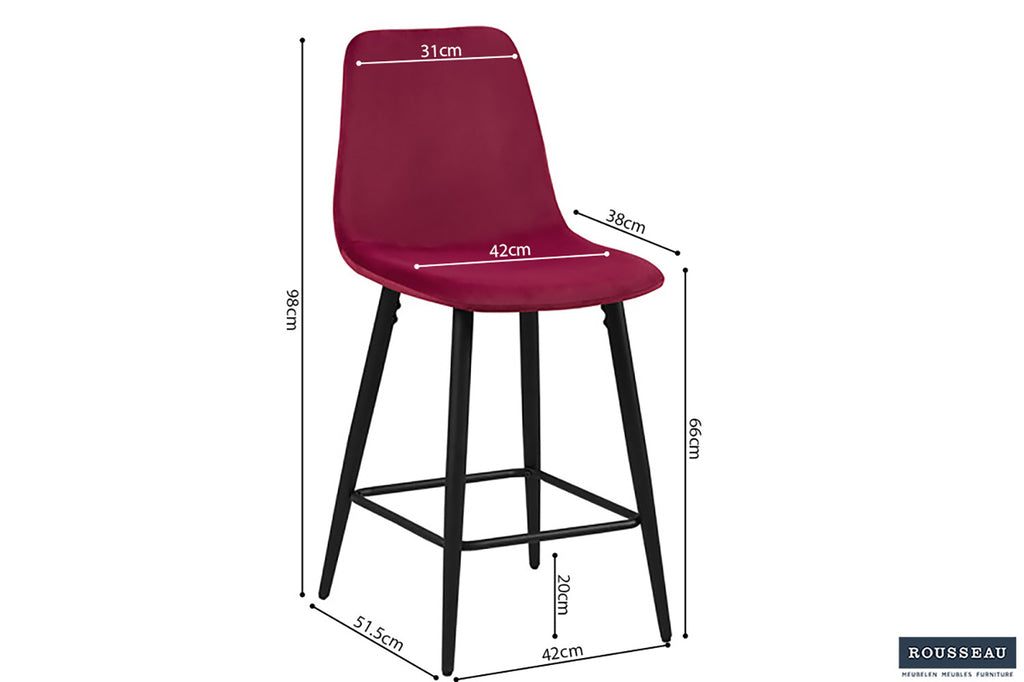 Chaise de comptoir 'Boy' Velours Bordeaux RS