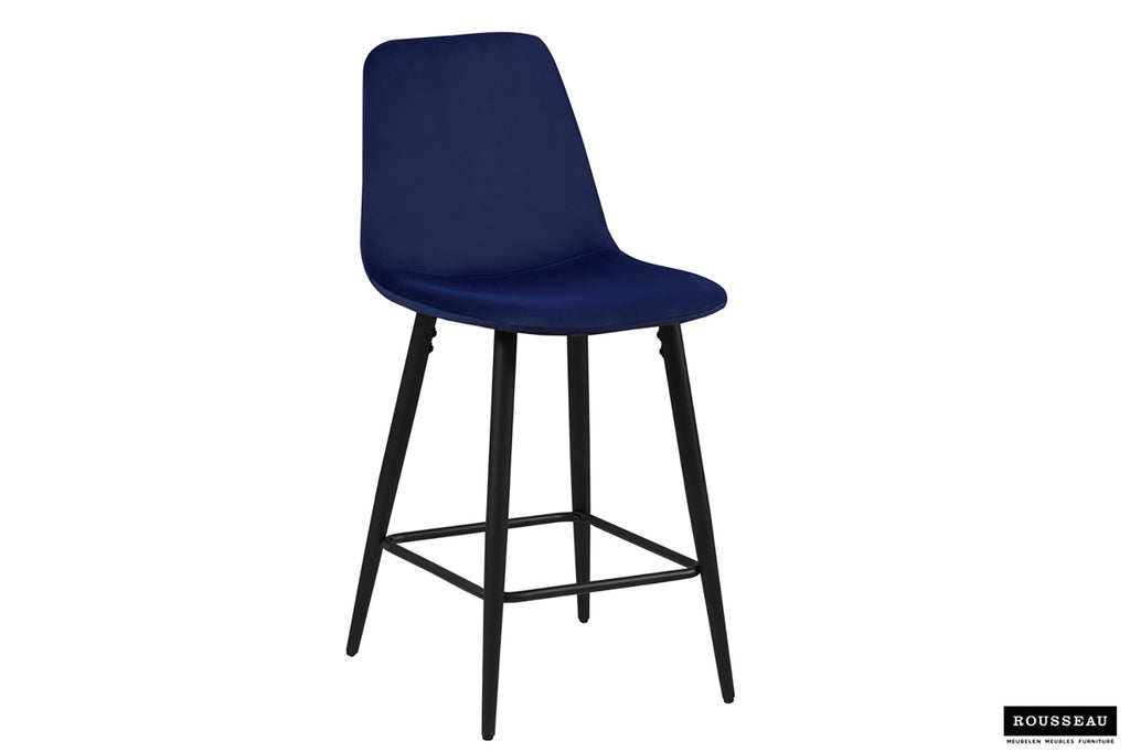 Chaise de comptoir « Boy » Velours bleu foncé RS