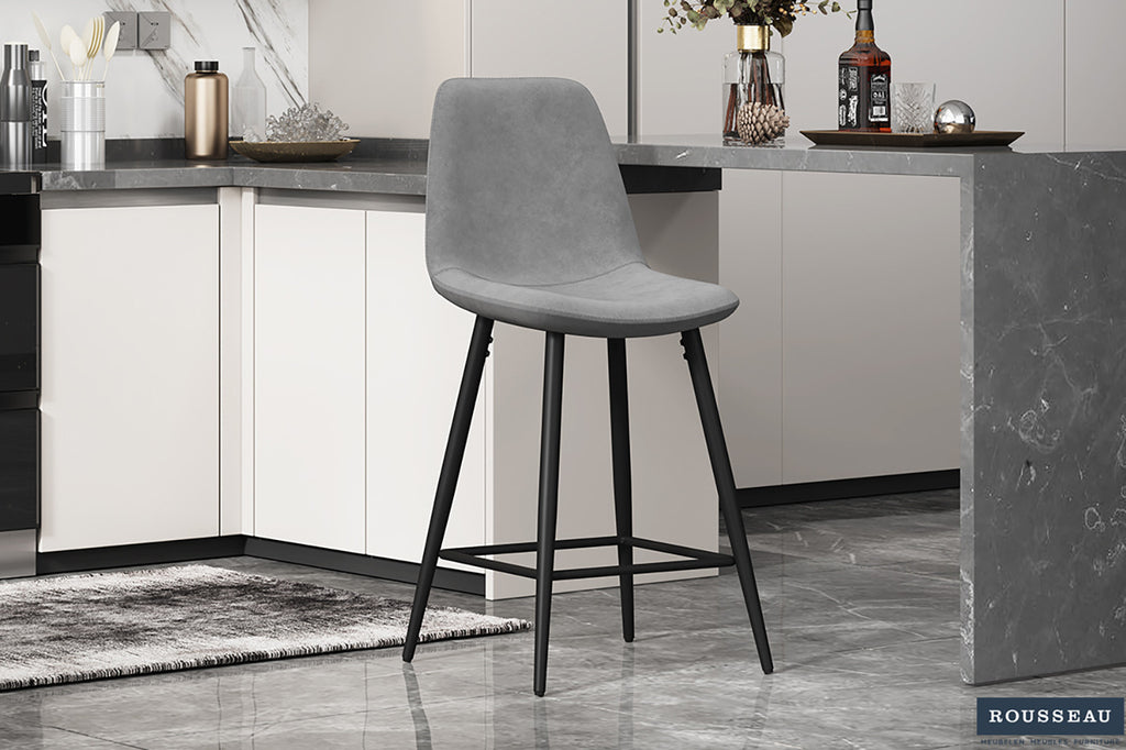 Chaise de comptoir « Boy » velours gris RS