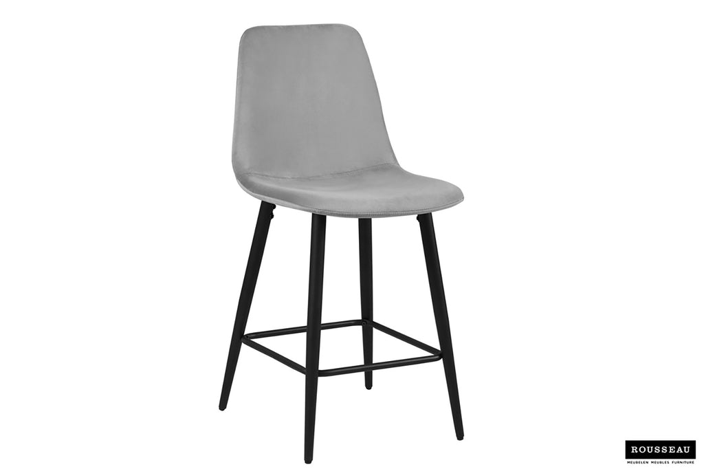 Chaise de comptoir « Boy » velours gris RS