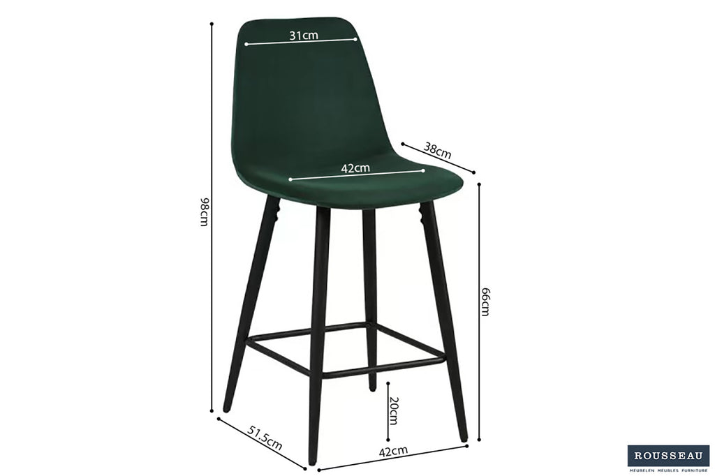 Chaise de comptoir 'Boy' Velours Vert RS
