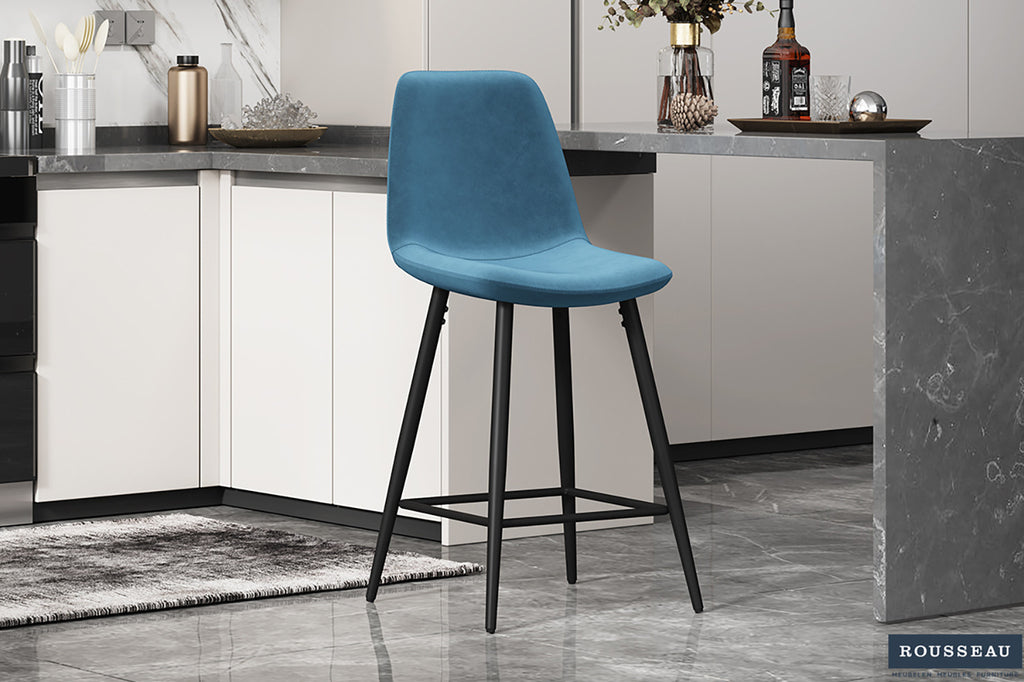 Chaise de comptoir « Boy » Velours Bleu clair RS