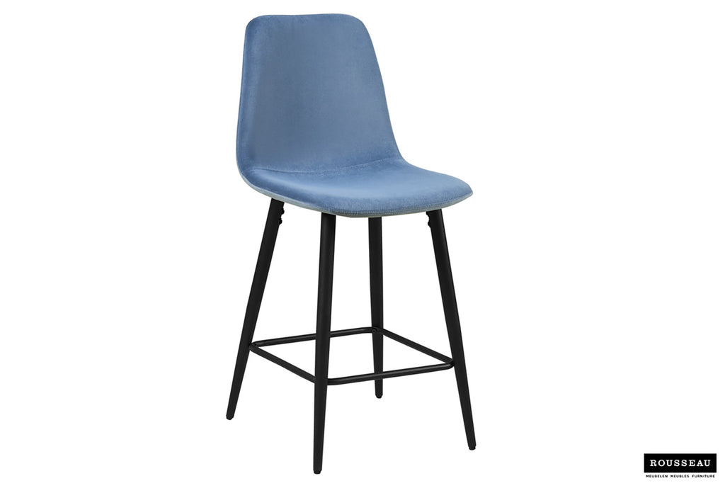 Chaise de comptoir « Boy » Velours Bleu clair RS