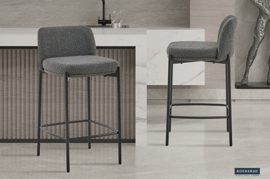 Tabouret de bar 'Ella' Tissu Gris RS