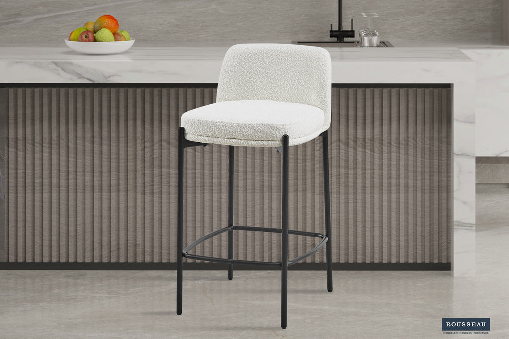 Tabouret de bar 'Ella' Tissu Blanc RS