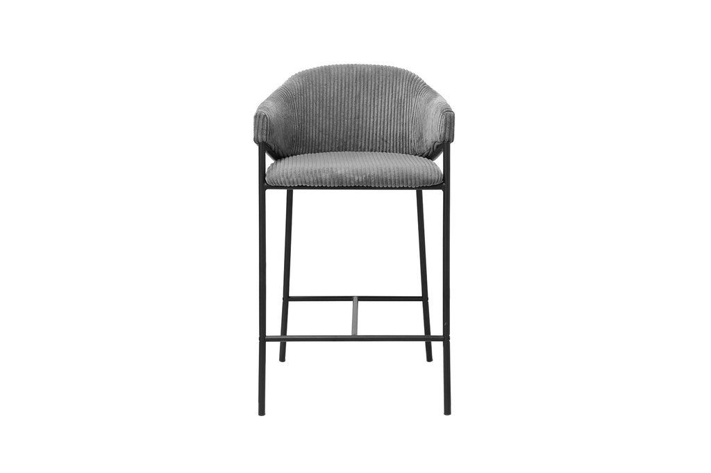 Chaise de comptoir 'Hugo' en velours côtelé gris foncé RS