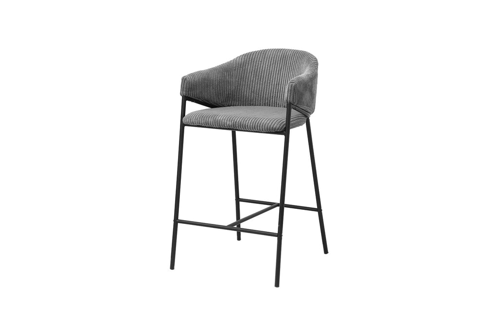 Chaise de comptoir 'Hugo' en velours côtelé gris foncé RS