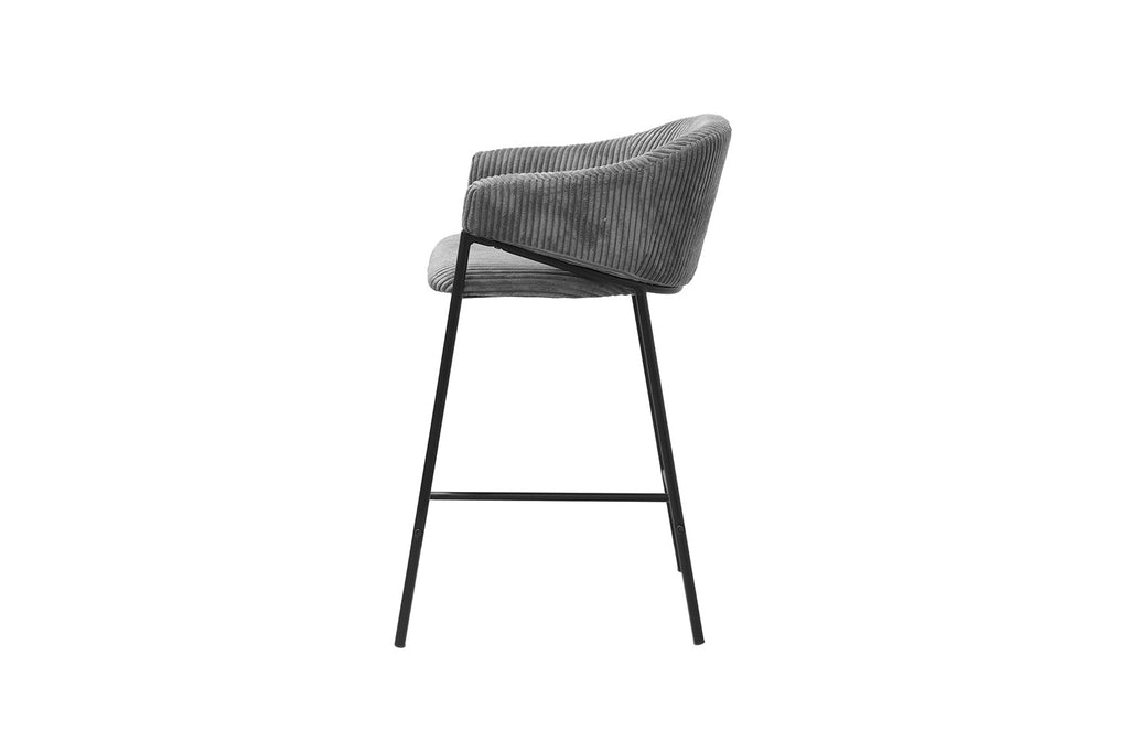 Chaise de comptoir 'Hugo' en velours côtelé gris foncé RS