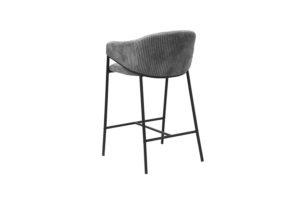 Chaise de comptoir 'Hugo' en velours côtelé gris foncé RS