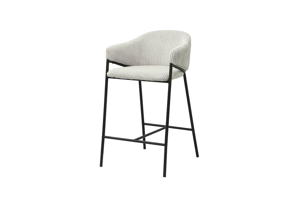 Chaise de comptoir « Hugo » Côtelé gris clair RS