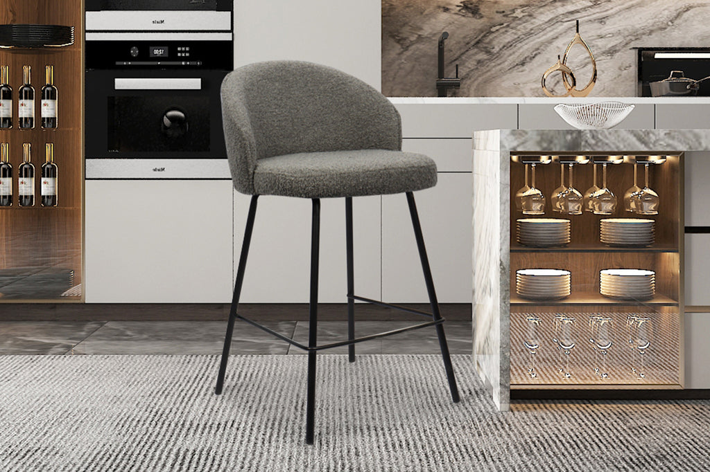 Tabouret de comptoir 'June' Bouclé Gris RS