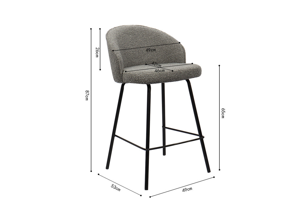 Tabouret de comptoir 'June' Bouclé Gris RS