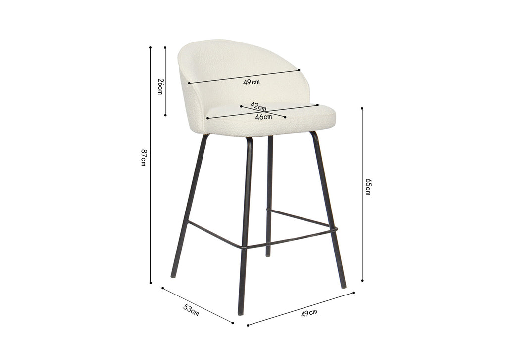 Counterstoel 'June' Bouclé Wit RS