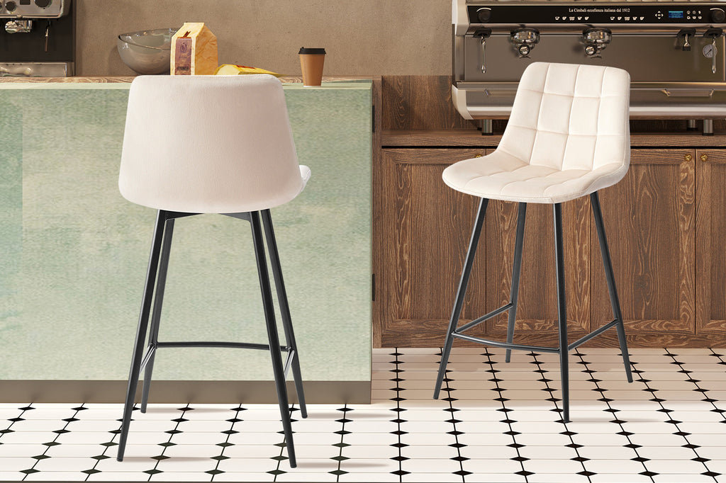 Chaise de bar « Juta » velours beige RS