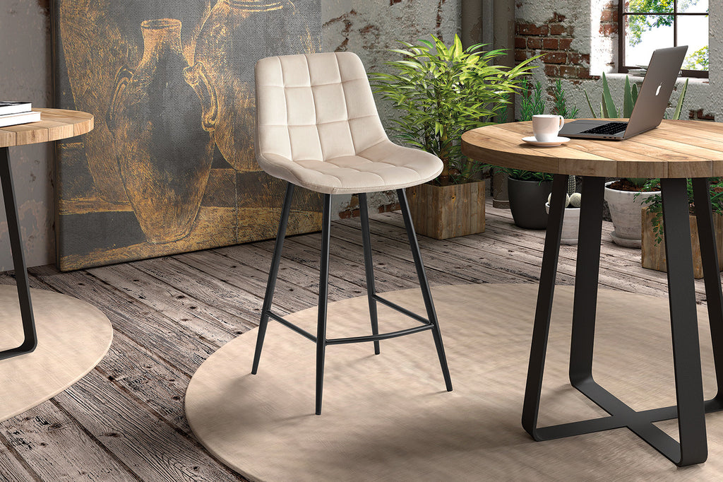 Chaise de comptoir 'Juta' Velours Beige RS
