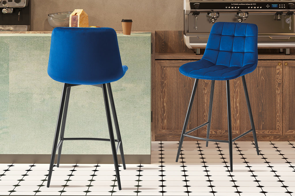 Chaise de comptoir « Juta » Velours Bleu RS