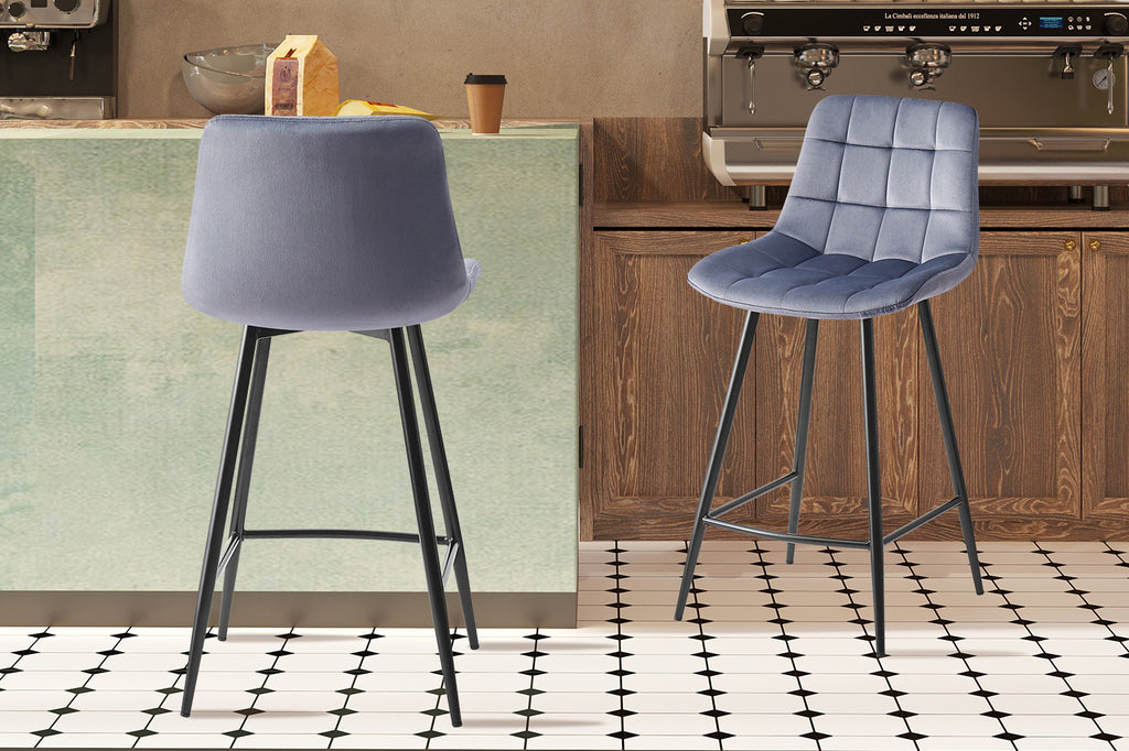 Tabouret de bar 'Juta' Velours Gris Foncé RS