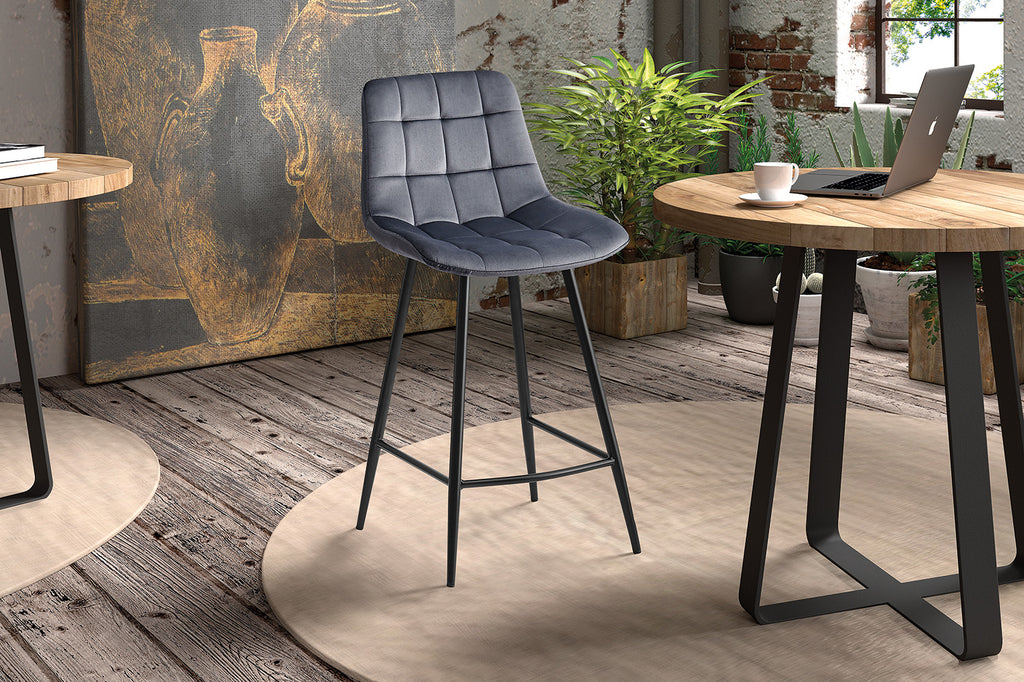 Tabouret de bar 'Juta' Velours Gris Foncé RS