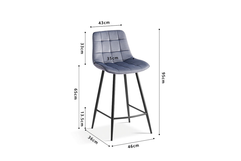 Tabouret de bar 'Juta' Velours Gris Foncé RS