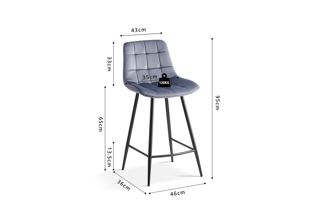 Tabouret de bar 'Juta' Velours Gris Foncé RS