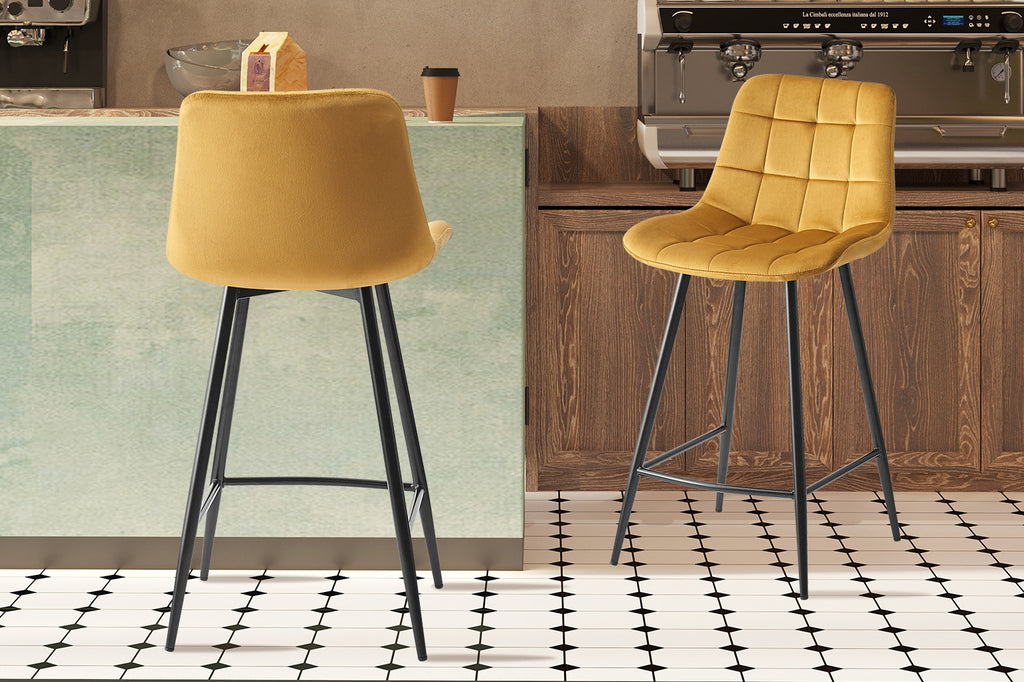 Chaise de comptoir « Juta » Velours Or RS