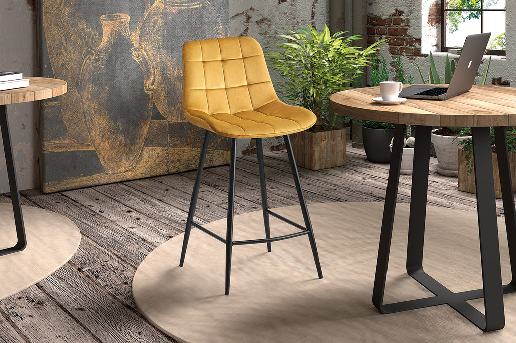 Chaise de comptoir 'Juta' Velours Or RS