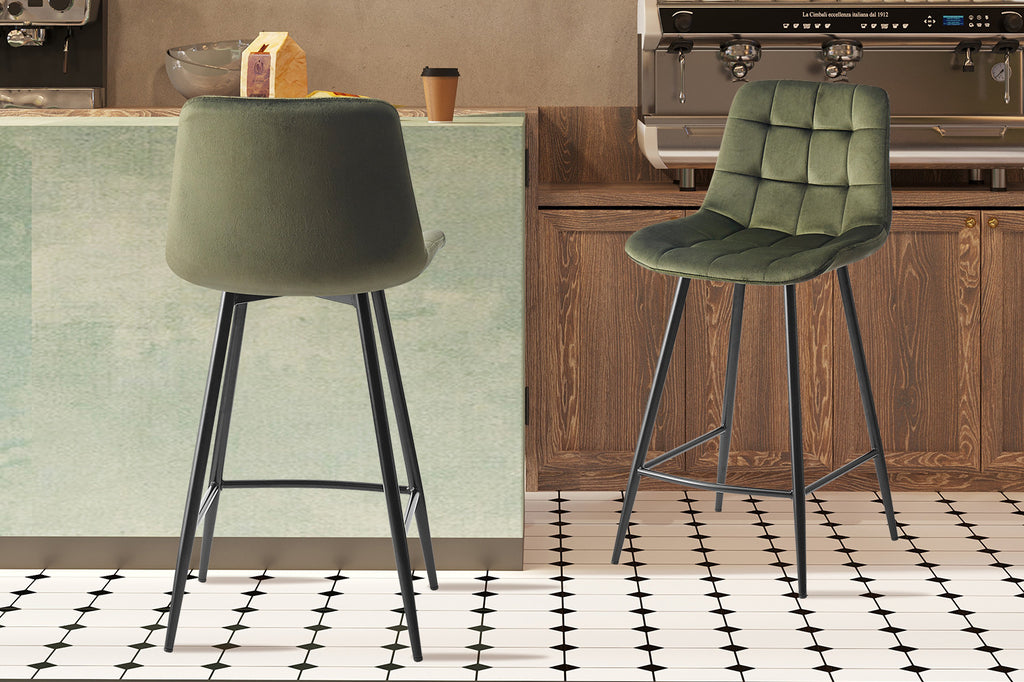 Tabouret de bar 'Juta' Velours Vert RS
