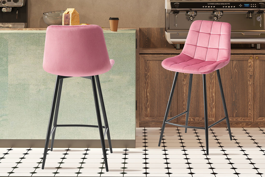 Tabouret de bar 'Juta' Velours Rose RS