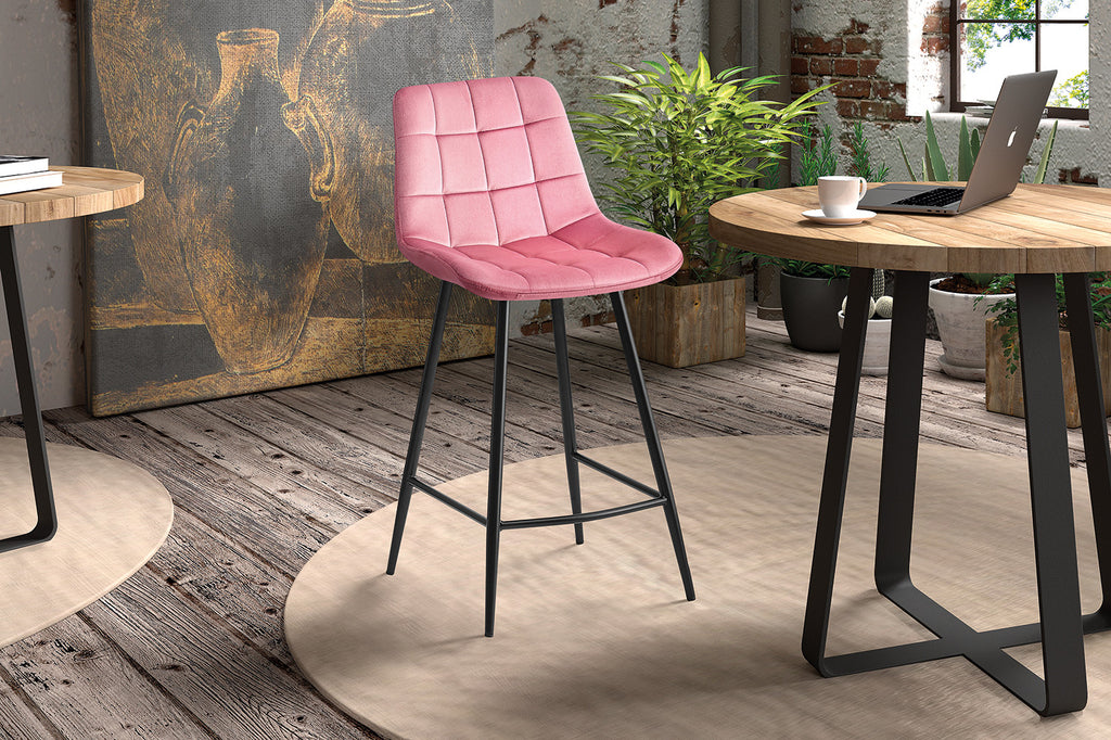 Tabouret de bar 'Juta' Velours Rose RS