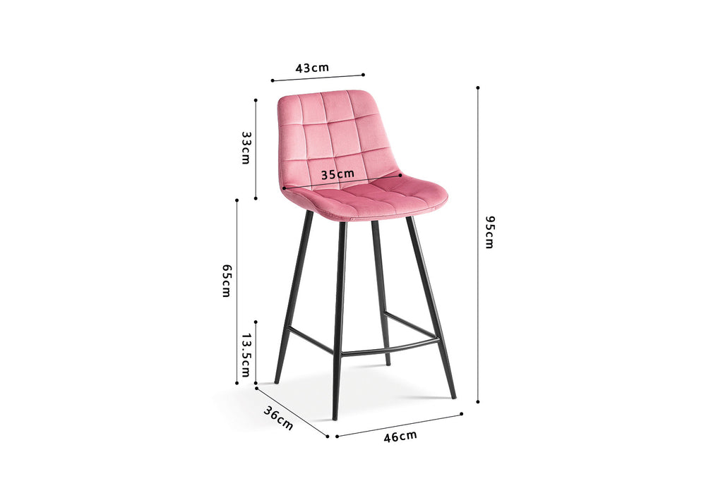 Tabouret de bar 'Juta' Velours Rose RS